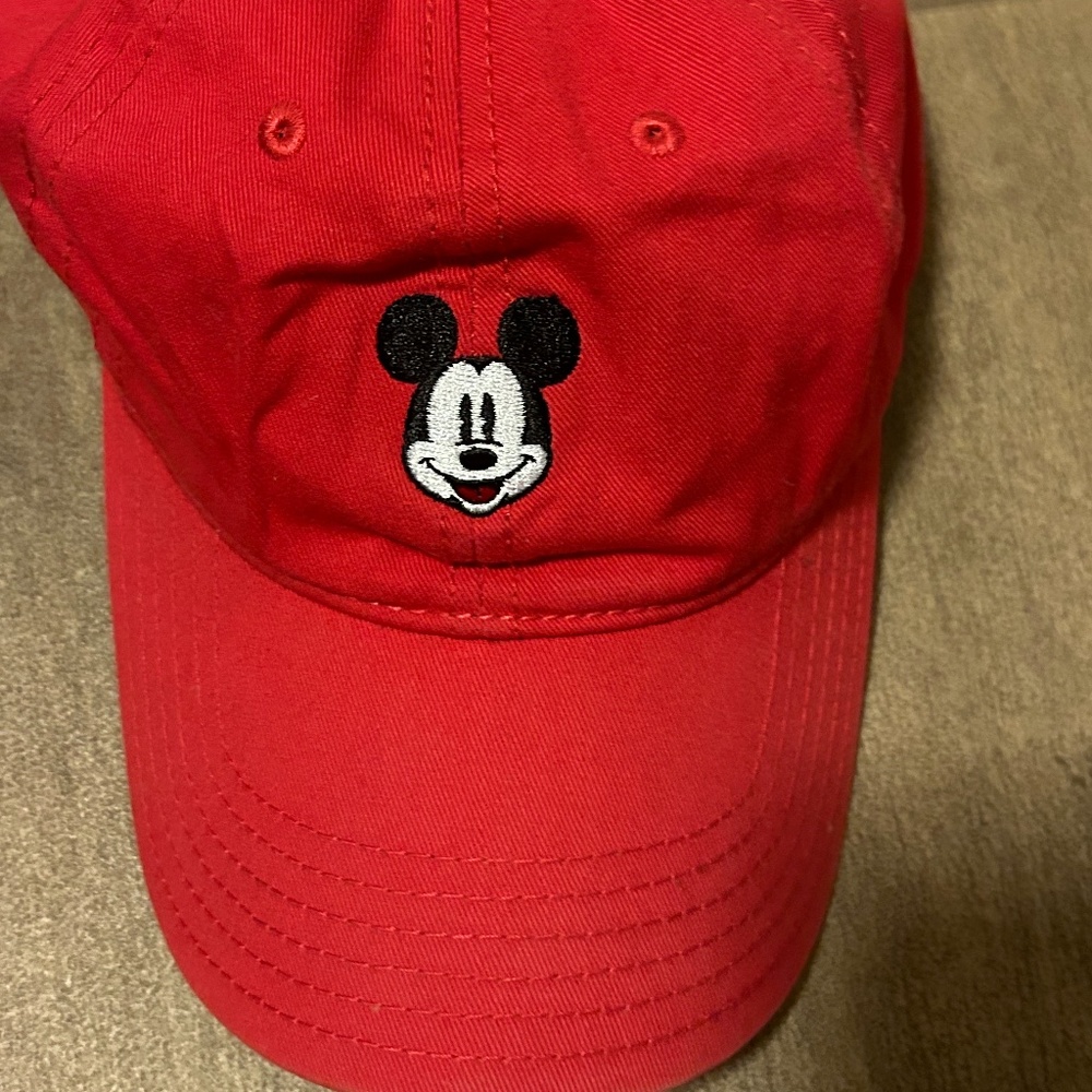 Disney Red Mickey Mouse Baseball Cap with Velcro Adjustable Strap